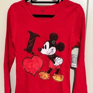 Disney Red Long Sleeve Mickey Mouse thermal Tee